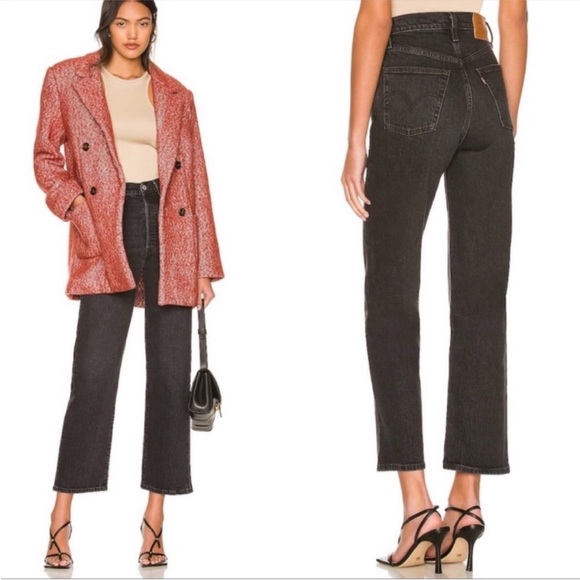 Levi's Denim - Levi’s Ribcage Straight Ankle Button Fly High Waisted Jeans - Black